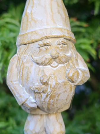 Preview: Weihnachtswichtel mit Vogel mitte, natur, Polyresin