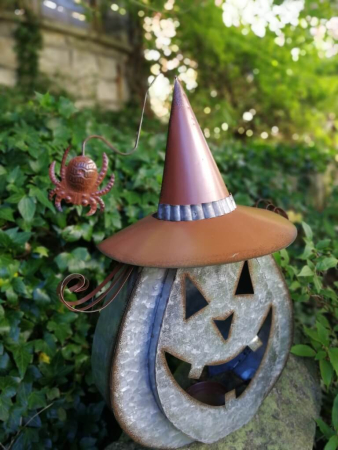 Zink-Rostoptik Windlicht Halloween Kürbis