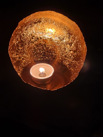 Edelrost Windlicht Kugel Rost-Gold