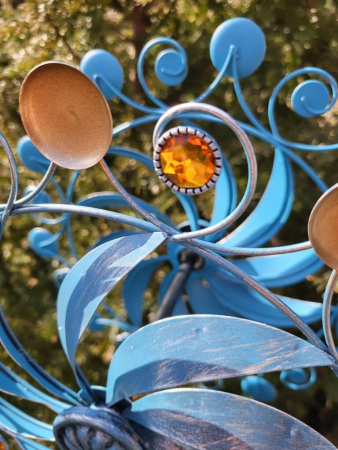 Preview: Metallwindrad Pünktchen, blau-bronze
