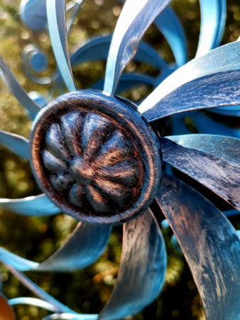 Preview: Metallwindrad Pünktchen, blau-bronze