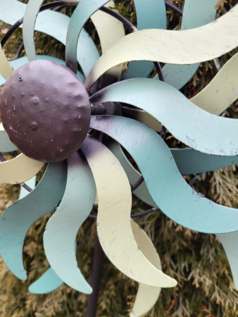 Preview: Metallwindrad doppelt, blau-grün