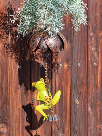 Metall Windspiel Frosch, mit Glocke
