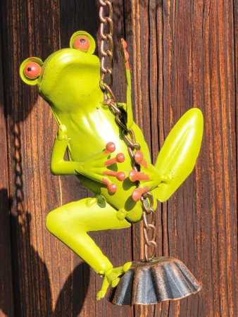 Preview: Metall Windspiel Frosch, mit Glocke