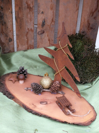 Winterlandschaft auf Holzbrett