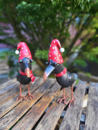 Metall Dekovogel Santa, Mütze links