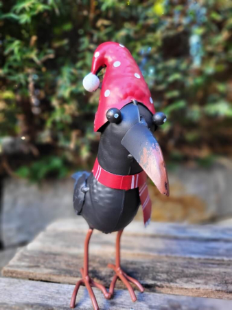 Metall Dekovogel Santa, Mütze links