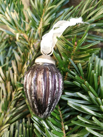 Christbaumkugel Zapfen, Längsstreifen, mini, schwarz
