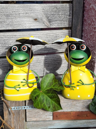 Metall Zaunhocker Frosch, Regenschirm links