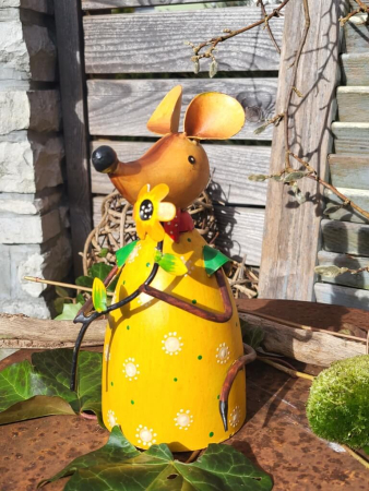 Metall Zaunhocker Maus, gelb