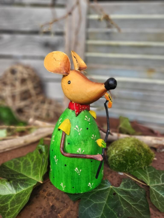 Metall Zaunhocker Maus, grün