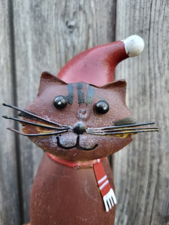 Preview: Metall Zaunhocker Winterkatze