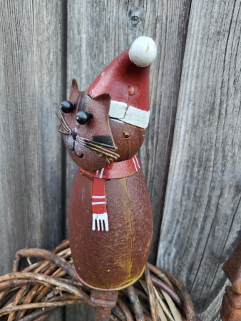 Preview: Metall Zaunhocker Winterkatze
