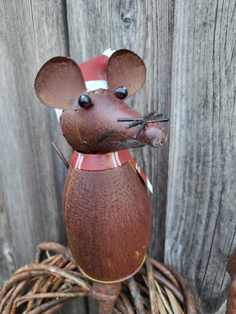 Metall Zaunhocker Wintermaus