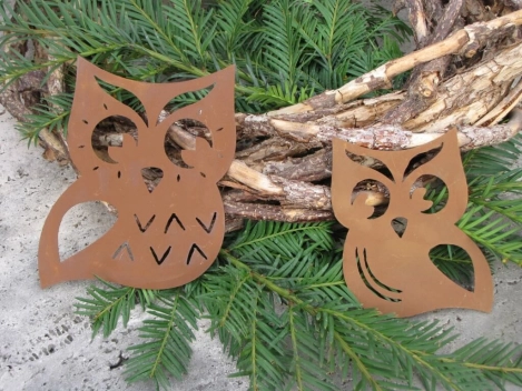 Christbaumschmuck Eule aus Edelrost