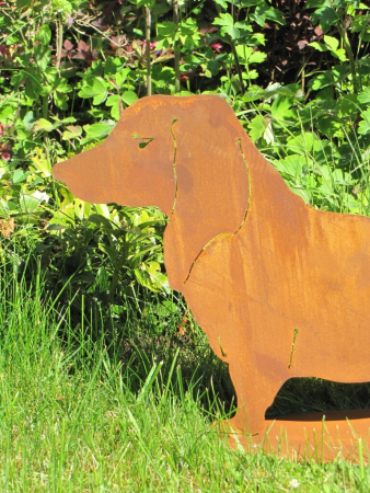 Edelrost Gartenfigur Dackel Waldi