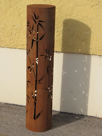 Edelrost Dekosäule Bambus rund, 100 cm