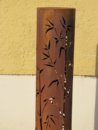 Edelrost Dekosäule Bambus rund, 117 cm