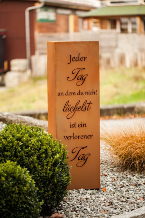 Edelrost Dekosäule Gedicht Lächeln
