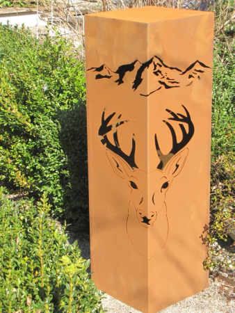 Edelrost Dekosäule Hirsch