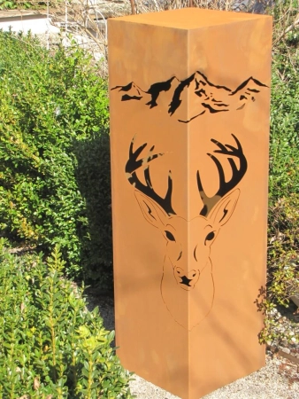 Edelrost Dekosäule Hirsch