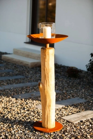 Edelrost Dekosäule Natur mit Schale