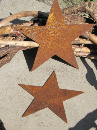 Preview: Edelrost Stern geschlossen zum Hängen, 5-zackig