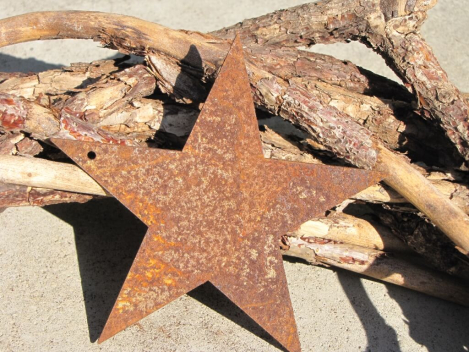 Preview: Edelrost Stern geschlossen zum Hängen, 5-zackig