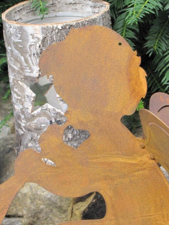 Edelrost Engel zum Hängen mit Doppelflügel