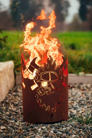 Edelrost Feuerkorb Atemschutz, rund