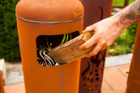 Preview: Edelrost Feuersäule Gasflasche Drache