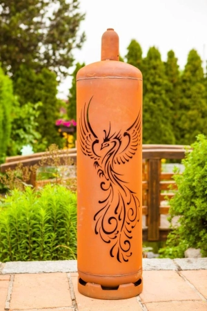 Edelrost Feuersäule Gasflasche Phoenix