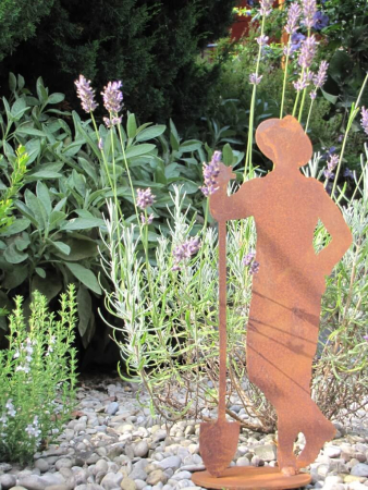 Edelrost Schild mit Ginkgo "Bin im Garten" Angels Garden