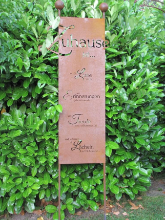Edelrost Gartenschild Zuhause