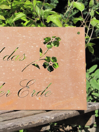 Edelrost Gedichttafel Blume