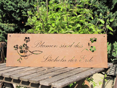 Edelrost Gedichttafel Blume