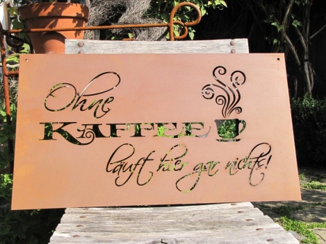 Edelrost Gedichttafel Kaffee