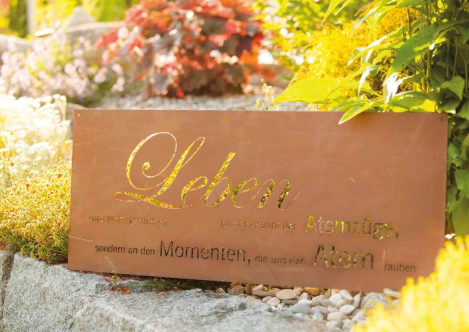 Edelrost Gedichttafel oder Spruchschild Leben wir nicht gemessen...