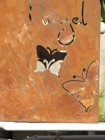 Edelrost Spruchschild Schmetterling