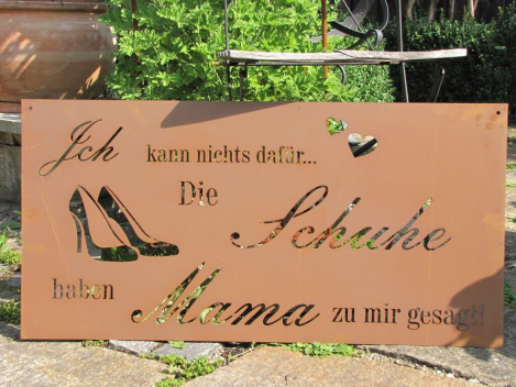 Edelrost Gedichttafel Schuhe Mama