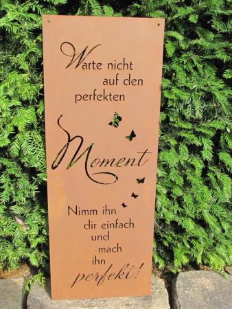 Edelrost Gedichttafel Perfekter Moment