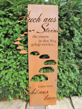 Edelrost Gedichttafel Steiniger Weg