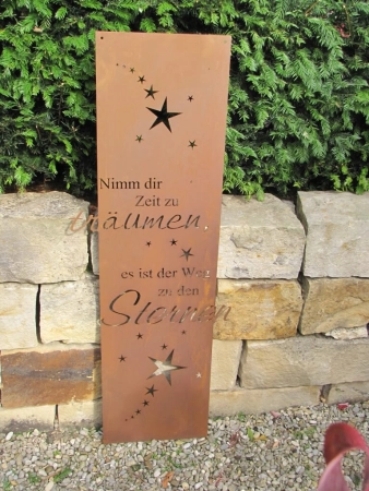 Edelrost Gedichttafel Weg zu den Sternen