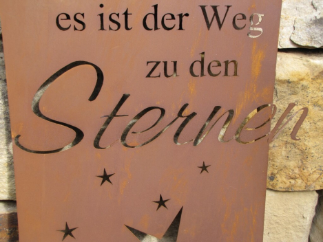 Edelrost Gedichttafel Weg zu den Sternen