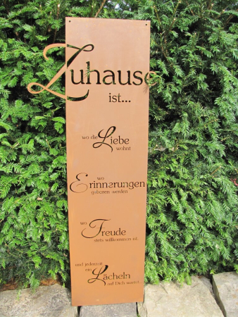 Edelrost Gedichttafel oder Spruchschild Zuhause ist...