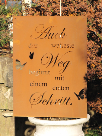 Edelrost Gedichttafel Weg