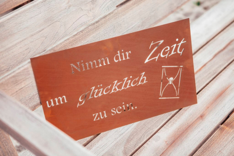 Edelrost Gedichttafel oder Spruchschild Zeit