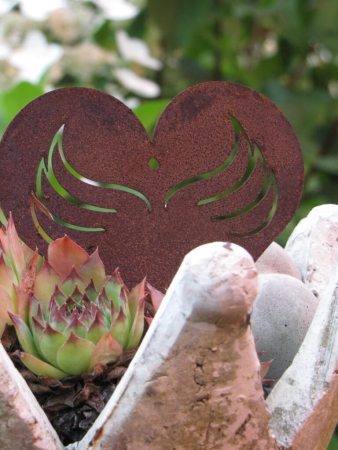 Preview: Edelrost Herz mit Flügeln