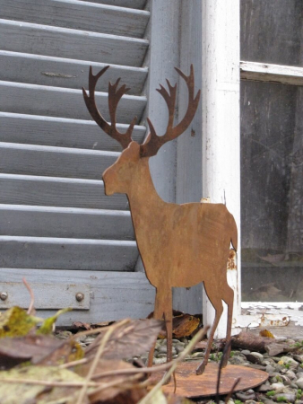 Edelrost Hirsch mit 3D Geweih 30 cm
