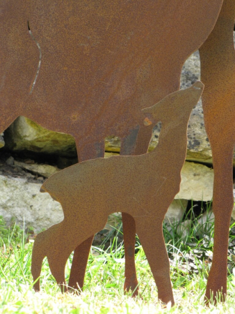 Preview: Edelrost Hirschfamilie auf Platte, groß